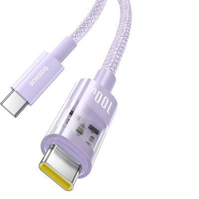 USB-C во USB-C кабел Baseus Gem, 100W, 1m, виолетов