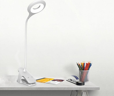 Lampë tavoline Hurtel 1CF1ECC9, LED 3W, me kapëse, e bardhë