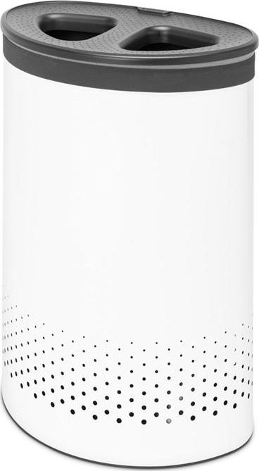 Shportë rrobash Brabantia 55L, çelik inoks, me kapak, e bardhë