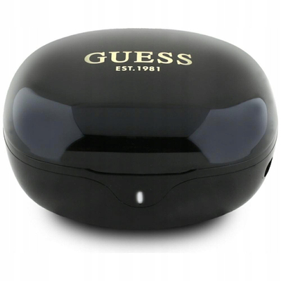 Kufje wireless Guess Glossy Classic Logo TWS, me Bluetooth, me kuti karikimi, të zeza