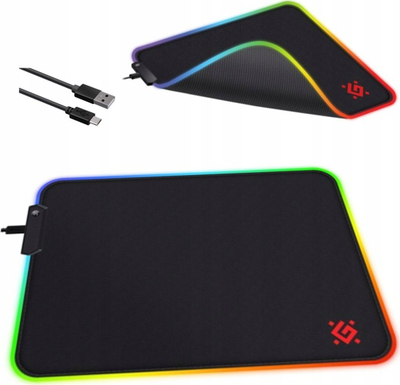 Подлога за глувче за игри Black L Light, RGB, 4mm, црна