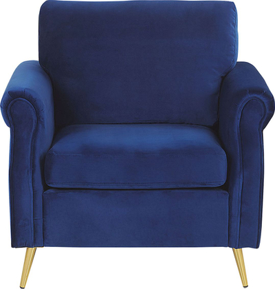 Fotelje VIETAS Velvet, kadife, këmbë metal, blu e errët