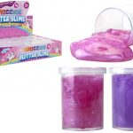 Lodër slime Unicorn Glitter me shkëlqim, ngjyra rozë me vjollcë të përziera