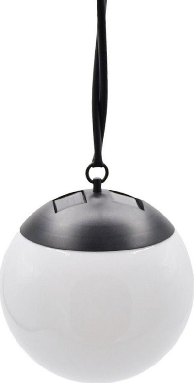 Lampë diellore varëse Saska Garden SP-6639M, sferë plastike 10x30cm, IP44, e bardhë