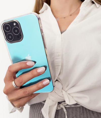 Kuti mbrojtëse Hurtel Aurora Case për iPhone 13 Pro Max, xhel i butë fleksibël, efekt me ngjyra që lozin me dritën, blu
