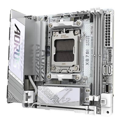 Platë amë Gigabyte X870I AORUS PRO ICE, Mini ITX, DDR5, PCIe 5.0, e bardhë