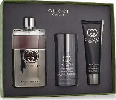 Set parfum Gucci Guilty Pour Homme, EDT 90ml, deodorant edhe xhel dushi, për burra