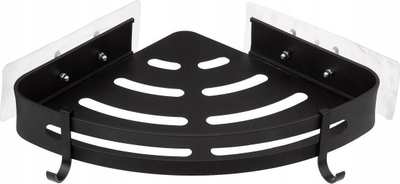 Raft qoshe dushi 5five Corner Shower Shelf Adhesive Stick Blackalu, alumini, me ngjitës, i zi