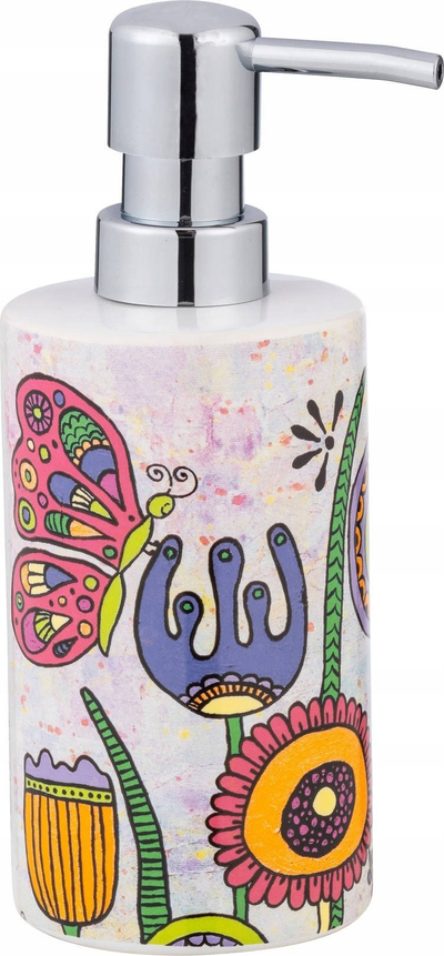 Dozator sapuni WENKO RollinArt Full Bloom, qeramike, 360 ml, i bardhë me ngjyra të shumëllojta