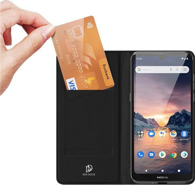 Футрола за телефон Dux Ducis Skin Pro за Nokia 1.3, тип книга, со џеб за картички, црна