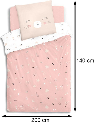Set çarçafësh Atmosphera Kitty, 140x200 cm, pambuk 100%, rozë