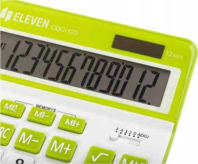 Калкулатор за маса ELEVEN CDC120WH-GN, екран 12 цифри, бело зелена боја