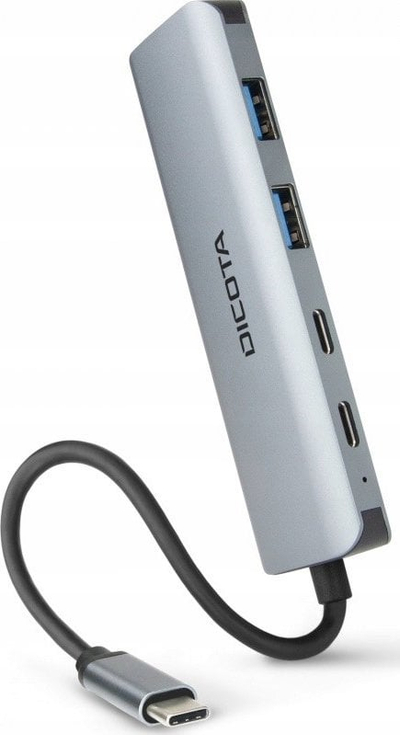 HUB USB Dicota USB C 4 në 1, 10Gbps, alumini, gri