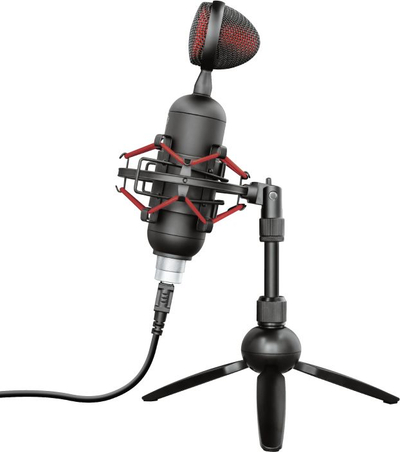 Mikrofon PC Trust GXT 244 Buzz, USB, me tripod, i zi e kuqe