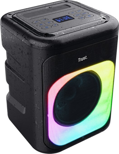 Kutizë zanore Trust Azura, party speaker Bluetooth, 100W, me drita RGB LED, e zezë
