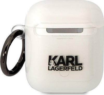Mbulesë Karl Lagerfeld KLA2HNIKTCT për AirPods 1/2, transparente, me figurë Karl Lagerfeld