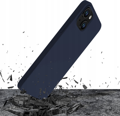 Kapak silikoni 3MK për iPhone 15 Plus, mbrojtës, blu navy