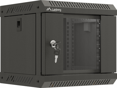 Kabinet rack muror Netikor 10" 6U, 300x300x370 mm, derë e xhamtë, i zi