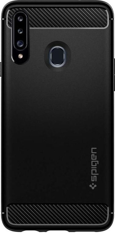 Maskë telefoni Spigen Rugged Armor për Samsung Galaxy A20s, prej TPU-je, e zezë mat