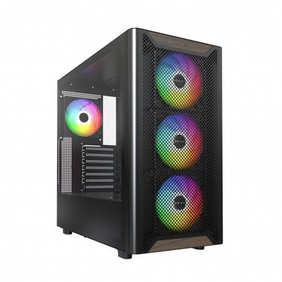 Kuti PC Montech XR WOOD, Mid Tower, 4x ventilatorë ARGB, e zezë