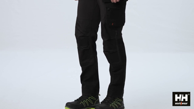 Pantallona pune Helly Hansen Workwear Oxford 4X Cons, me xhepa varese, 4-way stretch, gri e errët me të zezë