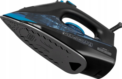 Hekur me avull Black and Decker, 2600W, pllakë qeramike, i zi