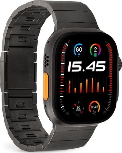 Rrip çeliku Puro TITAN për Apple Watch, 42 44 45 49 mm, mbyllje me magnet, i zi