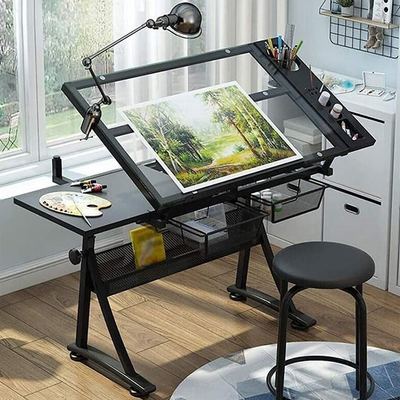 Маса за цртање DNA PRO DESK 1, 120x60 cm, прилагодлива висина, проѕирно стакло
