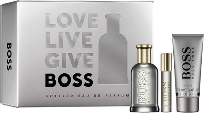 Set parfumi për burra Hugo Boss Bottled, EDP 100 ml, xhel dushi 100 ml, transparent