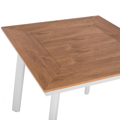 Tavolinë alumini me polywood 80×80×72 cm (HM5563.01), bardhë
