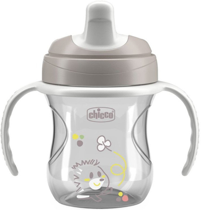 Gotë trajnimi Chicco Training Cup 6m+, 200 ml, me doreza, gri