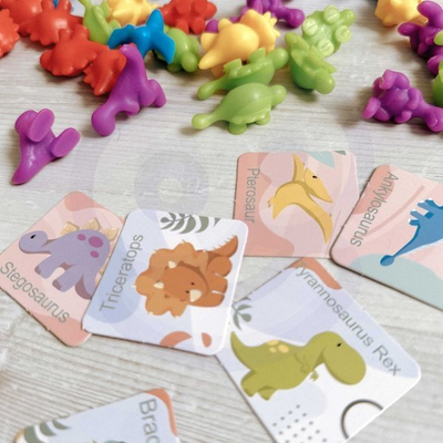 Set edukativ WOOPIE për mësu n'umrat, stil Montessori me dinozaurë, 95 copë, me ngjyra