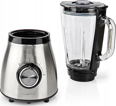 Blender tavoline Nedis, 800W, kavanoz qelqi 1.5L, ngjyrë argjendi me të zezë