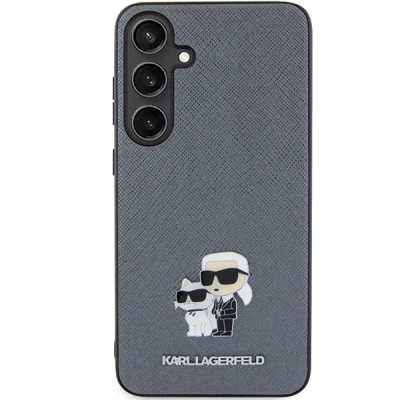 Kapak telefoni Karl Lagerfeld Saffiano Karl&Choupette Pin, për Samsung Galaxy S24, gri