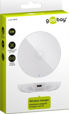 Ngarkues wireless Goobay QI, 5W, micro USB, i bardhë