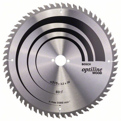 Teh rrethor Bosch Optiline Wood 315mm, 60 dhëmbë, 30mm