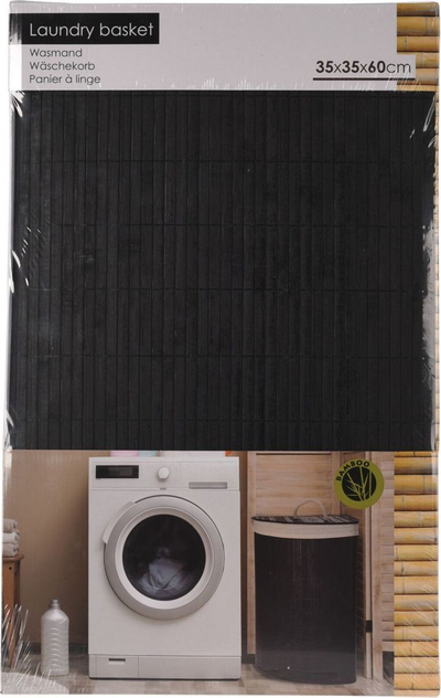 Shportë rrobash Bathroom Solutions Corner, trekëndëshe, bambu, e zezë