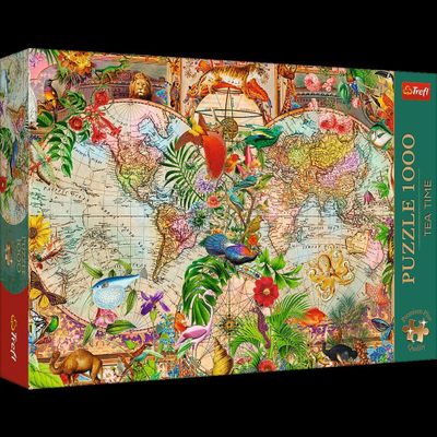 Puzzle Trefl Tea Time Antique World Map, 1000 copa, hartë e vjetër bote, shumëngjyrësh