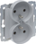 Prizë dyshe Legrand Suno Socket 2 XZ/U, 16A, alumini gri