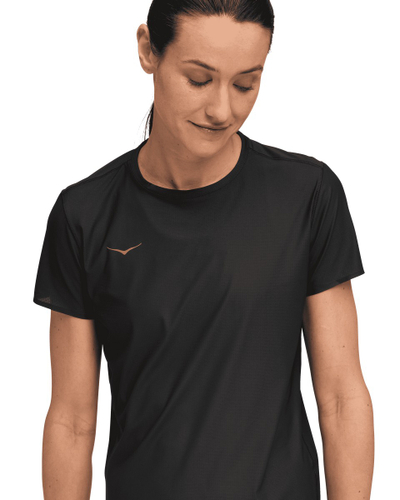 Bluzë vrapimi HOKA Airolite Short Sleeve 2.0, për goca, e zezë