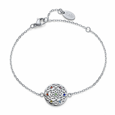 Byzylyk për femra Flower of Life Chakra CRYSTalp, i argjendtë/shumëngjyrëshe