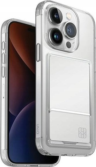 Mbulesë telefoni Uniq Air Fender ID për iPhone 15 Pro Max 6.7", transparente, me vend për kartë