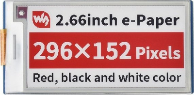 Display E-paper Waveshare 20053, 2.66", 296x152px, 3 ngjyra