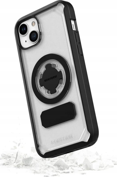 Mbrojtëse telefoni Rokform Crystal për iPhone 15 Plus, me RokLock magnetik, transparente me kornizë të zezë