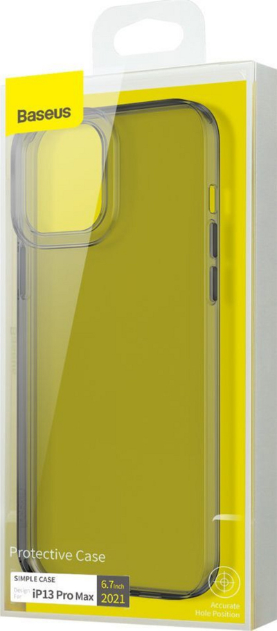 Mbrojtëse Baseus Simple Series për iPhone 13 Pro Max, transparente me të zezë