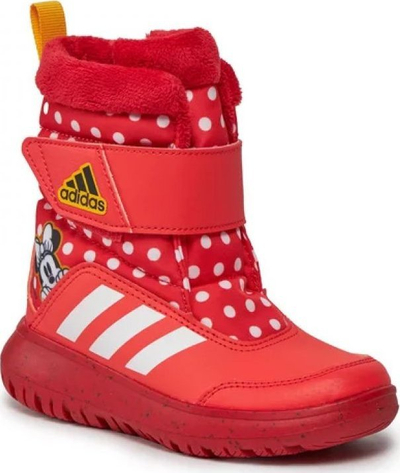 Çizme dimërore fëmijësh Adidas Winterplay Disney Minnie Jr IG7188, me shirit ngjitës, me lesh të brendshëm, të kuqe