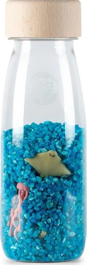 Lodër shqisore Petit Boum Spy Bottle Sea, Montessori, për beba 3m+, blu