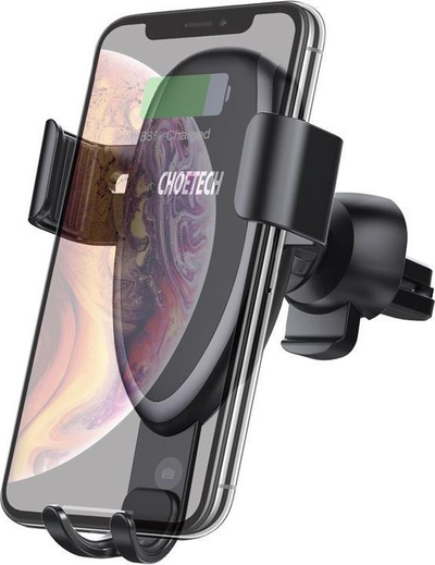 Mbajtëse telefoni për makinë Choetech, karikues wireless 10W, e zezë