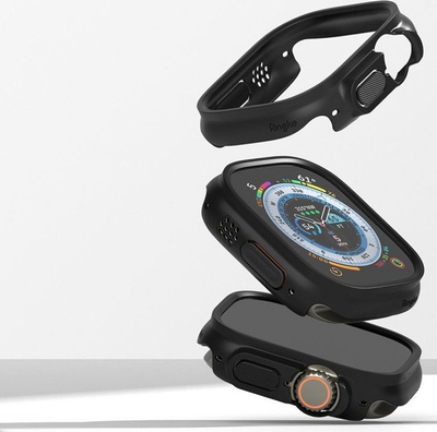 Заштитна рамка Ringke Slim за Apple Watch Ultra 49mm, сет 2 парчиња, проѕирна и црна мат