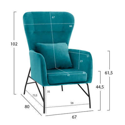 Poltron Berzer HM8721, kadife, 67x80x102 cm, turquoise